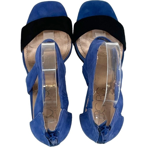 BCBG Black Blue Paris Cherry 2x Suede Platform Heels Size 6.5 - Picture 5 of 10